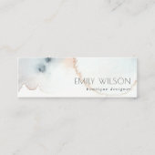 Elegant Soft Aqua Blue Gold Waterverf Beachy Mini Visitekaartje (Voorkant)