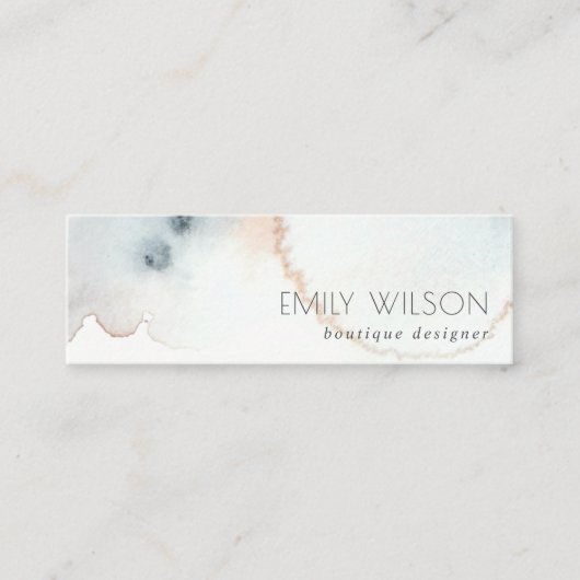 Elegant Soft Aqua Blue Gold Waterverf Beachy Mini Visitekaartje (Voorkant)