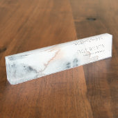 Elegant Soft Aqua Blue Gold Waterverf Beachy Naambordje (Zijkant)