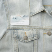 Elegant Soft Aqua Blue Gold Waterverf Beachy Naamplaatje (In situ)