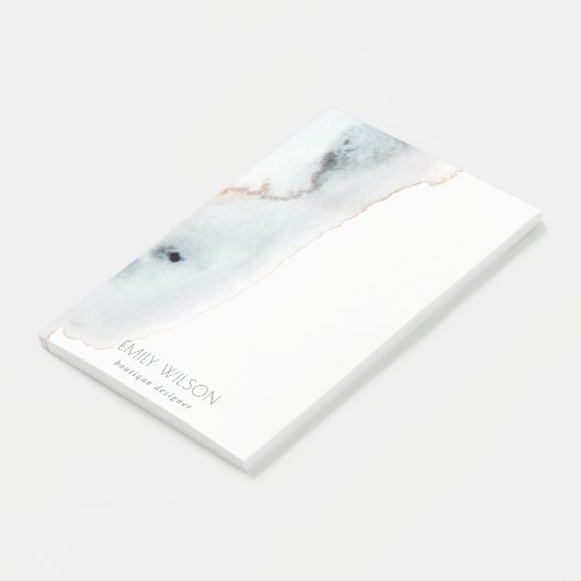 Elegant Soft Aqua Blue Gold Waterverf Beachy Post-it® Notes (Schuin)