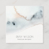 Elegant Soft Aqua Blue Gold Waterverf Beachy Vierkante Visitekaartje (Voorkant)