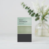 ELEGANT SOFT AQUA BLUE GREEN METALLIC BLACK STRIPS VISITEKAARTJE (Staand voorkant)