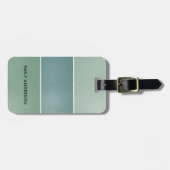 ELEGANT SOFT AQUA BLUE GREEN METALLIC STRIPS BAGAGELABEL (Voorkant horizontaal)