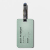 ELEGANT SOFT AQUA BLUE GREEN METALLIC STRIPS BAGAGELABEL (Achterkant verticaal)