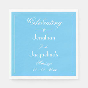 Elegant Soft Aqua Blue Wedding Custom Names Paper Servet
