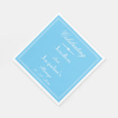 Elegant Soft Aqua Blue Wedding Custom Names Paper Servet (Hoek)