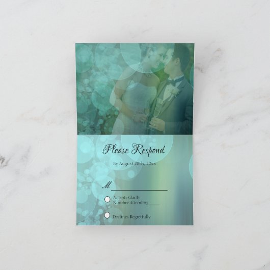 Elegant Soft Blauwgroen Bubbles Bedankkaart (Binnen)