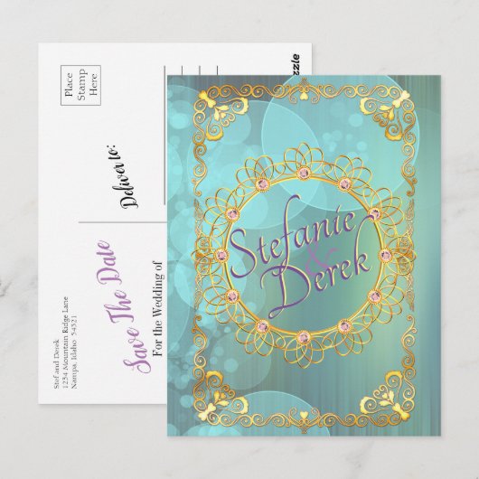 Elegant Soft Blauwgroen Bubbles Briefkaart (Voorkant / Achterkant)