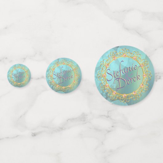 Elegant Soft Blauwgroen Bubbles Confetti (Voorkanten)