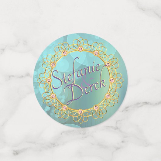 Elegant Soft Blauwgroen Bubbles Confetti (Kleine voorkant)