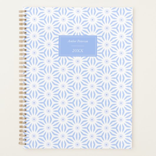 Elegant Soft Blue Geometric  Planner (Voorkant)