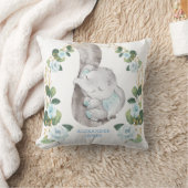 Elegant Soft Blue Rozen Baby Olifant Boy Nursery Kussen (Deken)