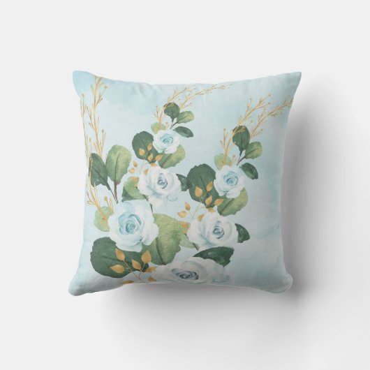 Elegant Soft Blue Rozen Baby Olifant Boy Nursery Kussen (Achterkant)