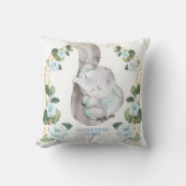 Elegant Soft Blue Rozen Baby Olifant Boy Nursery Kussen (Voorkant)