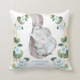 Elegant Soft Blue Rozen Baby Olifant Boy Nursery Kussen