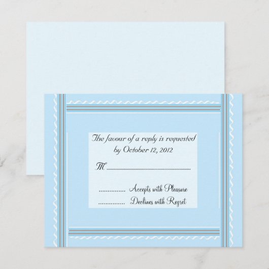 Elegant Soft Blue Wedding Reply RSVP Kaartje (Voorkant / Achterkant)