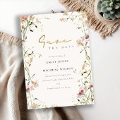 Elegant Soft Blush Green Red Meadow Waterverf Save The Date