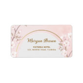 Elegant Soft Blush Pink Cherry Blossom Address  Etiket (Voorkant)
