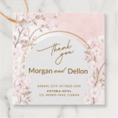 Elegant Soft Blush Pink Cherry Blossom Wedding Bedankjes Labels (Voorkant)