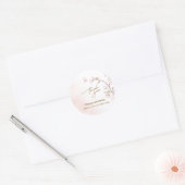Elegant Soft Blush Pink Cherry Blossom Wedding Cla Ronde Sticker (Envelop)