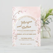 Elegant Soft Blush Pink Cherry Blossom Wedding Kaart (Staand voorkant)