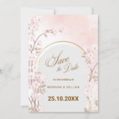 Elegant Soft Blush Pink Cherry Blossom Wedding Save The Date (Voorkant)