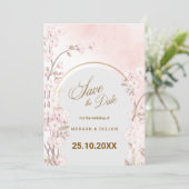 Elegant Soft Blush Pink Cherry Blossom Wedding Save The Date (Staand voorkant)