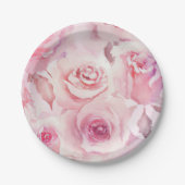 Elegant Soft Blush Pink Rose Floral Papieren Bordje (Voorkant)