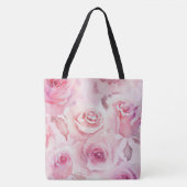 Elegant Soft Blush Pink Rose Floral Tote Bag (Voorkant)