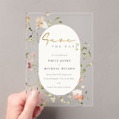 Elegant Soft Blush Red Green Meadow Waterverf Acryl Uitnodigingen (Insitu (Draagbaar))