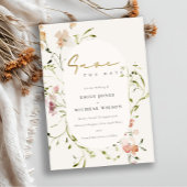 Elegant Soft Blush Red Green Meadow Waterverf Save The Date