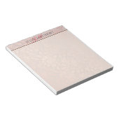 ELEGANT SOFT BLUSH ROOS GOLD DAMASK|NAAM EN INITIA NOTITIEBLOK (Schuin)