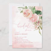 Elegant soft blush roze rozen vrijgezellenfeest in kaart (Voorkant)