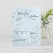 Elegant Soft Cool Blue Botanical Script Wedding  Kaart (Staand voorkant)