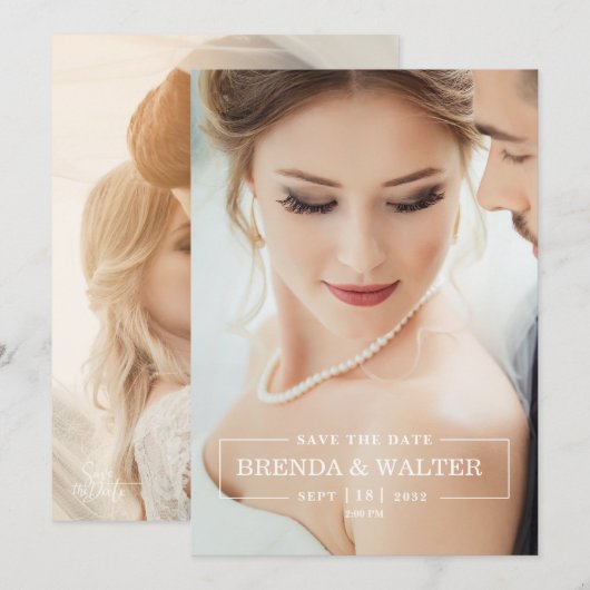 Elegant Soft Focus Custom Photo Portrait Wedding Kaart (Voorkant / Achterkant)