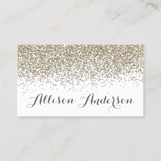 Elegant Soft Gold Glitter Visitekaartjes (Voorkant)