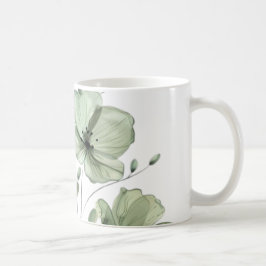 Elegant Soft Green Floral Illustration Coffee Mug Koffiemok