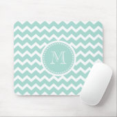 Elegant Soft Green Retro Chevron Zig Zag Monogram Muismat (Met muis)