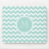Elegant Soft Green Retro Chevron Zig Zag Monogram Muismat (Voorkant)