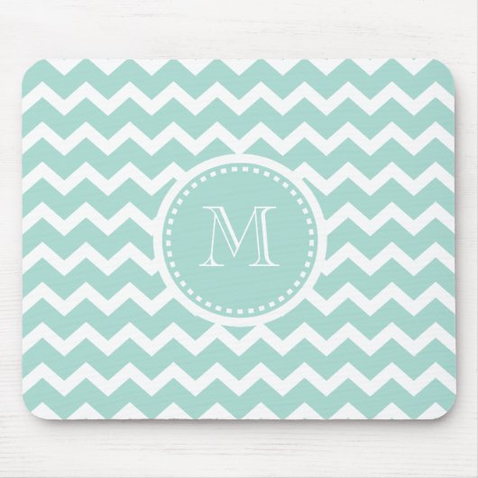 Elegant Soft Green Retro Chevron Zig Zag Monogram Muismat (Voorkant)