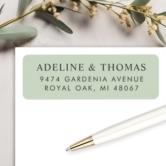Elegant Soft Green Wedding Return Address Etiket