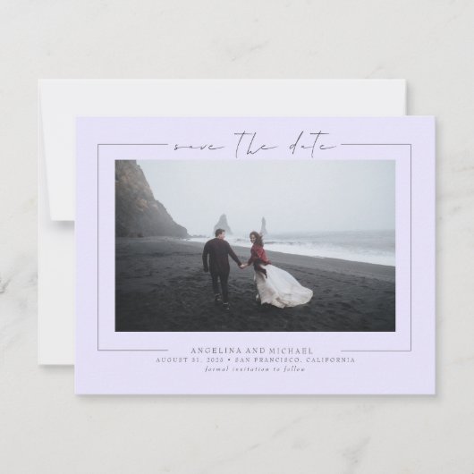 Elegant Soft Lavender Paars Save the Date Photo (Voorkant)