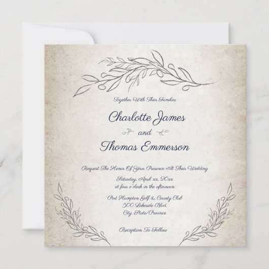 Elegant Soft Leaves Script Weddenschap Kaart (Voorkant)