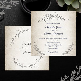 Elegant Soft Leaves Script Weddenschap Kaart