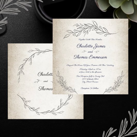 Elegant Soft Leaves Script Weddenschap Kaart