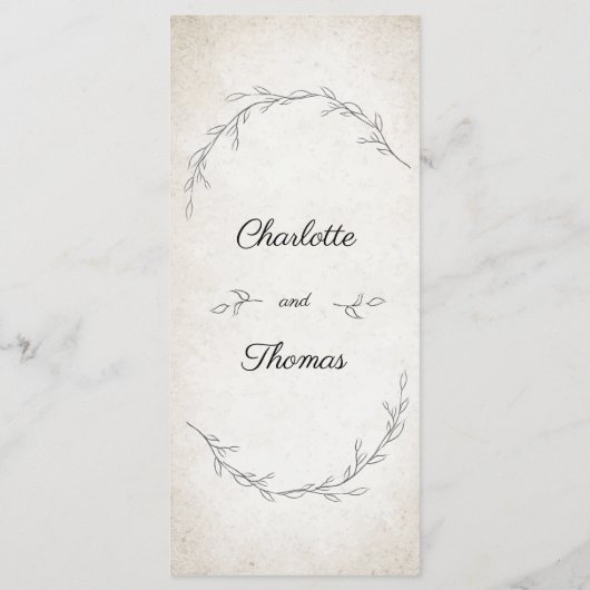 Elegant Soft Leaves Script Weddenschap Menu (Achterkant)