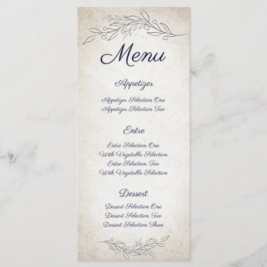 Elegant Soft Leaves Script Weddenschap Menu (Voorkant)