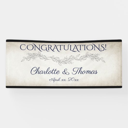 Elegant Soft Leaves Script Weddenschap Spandoek (Horizontaal)