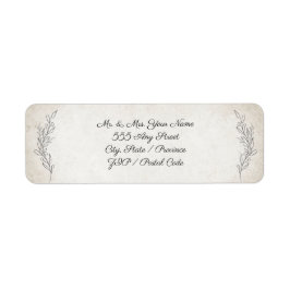 Elegant Soft Leaves Script Weduwen Return Address Etiket